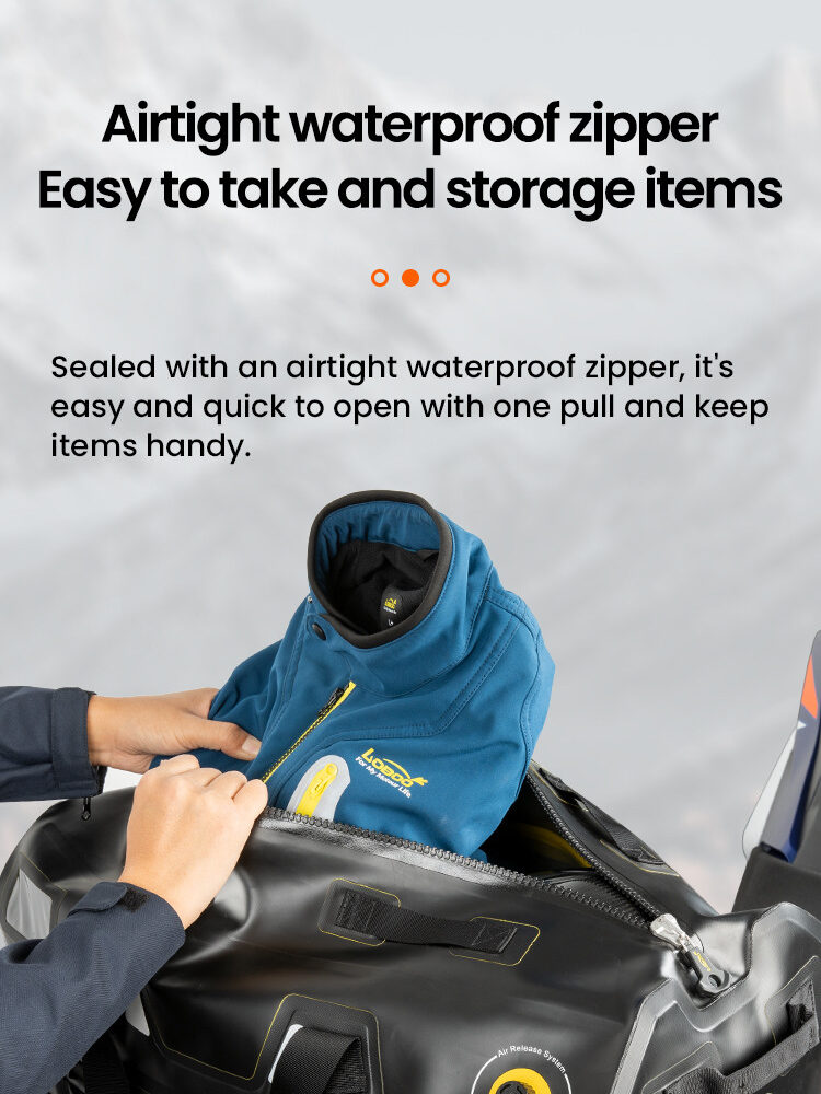 LOBOO Torba motocyklowa TPU 56L czarna (z hermetycznym zamkiem błyskawicznym)