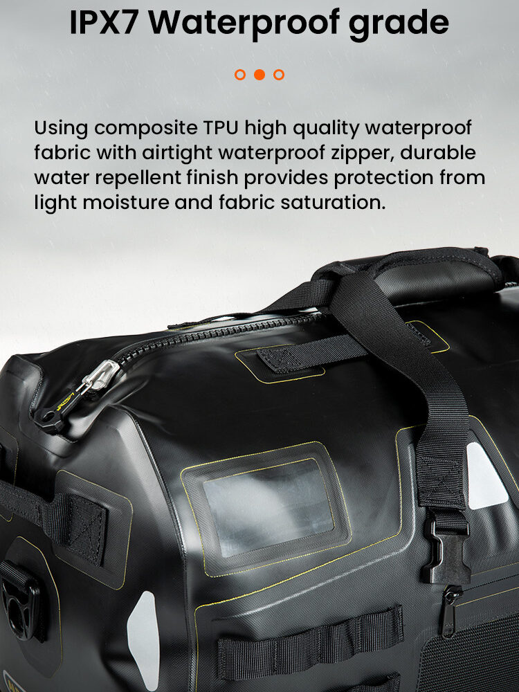 LOBOO Torba motocyklowa TPU 56L czarna (z hermetycznym zamkiem błyskawicznym)