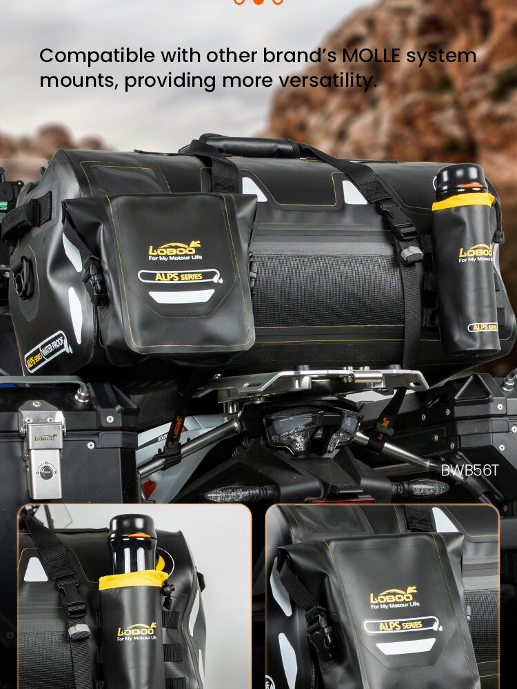 LOBOO Torba motocyklowa TPU 56L czarna (z hermetycznym zamkiem błyskawicznym)