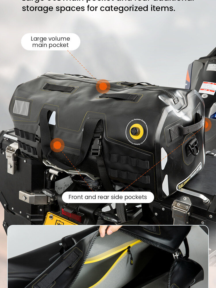 LOBOO Torba motocyklowa TPU 56L czarna (z hermetycznym zamkiem błyskawicznym)