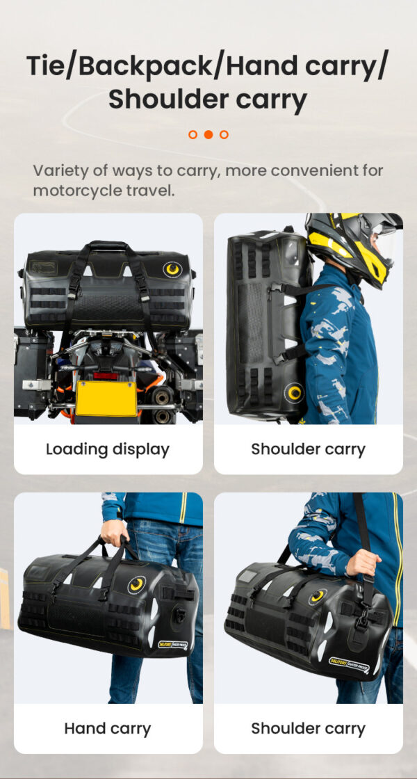 LOBOO Torba motocyklowa TPU 56L czarna (z hermetycznym zamkiem błyskawicznym)