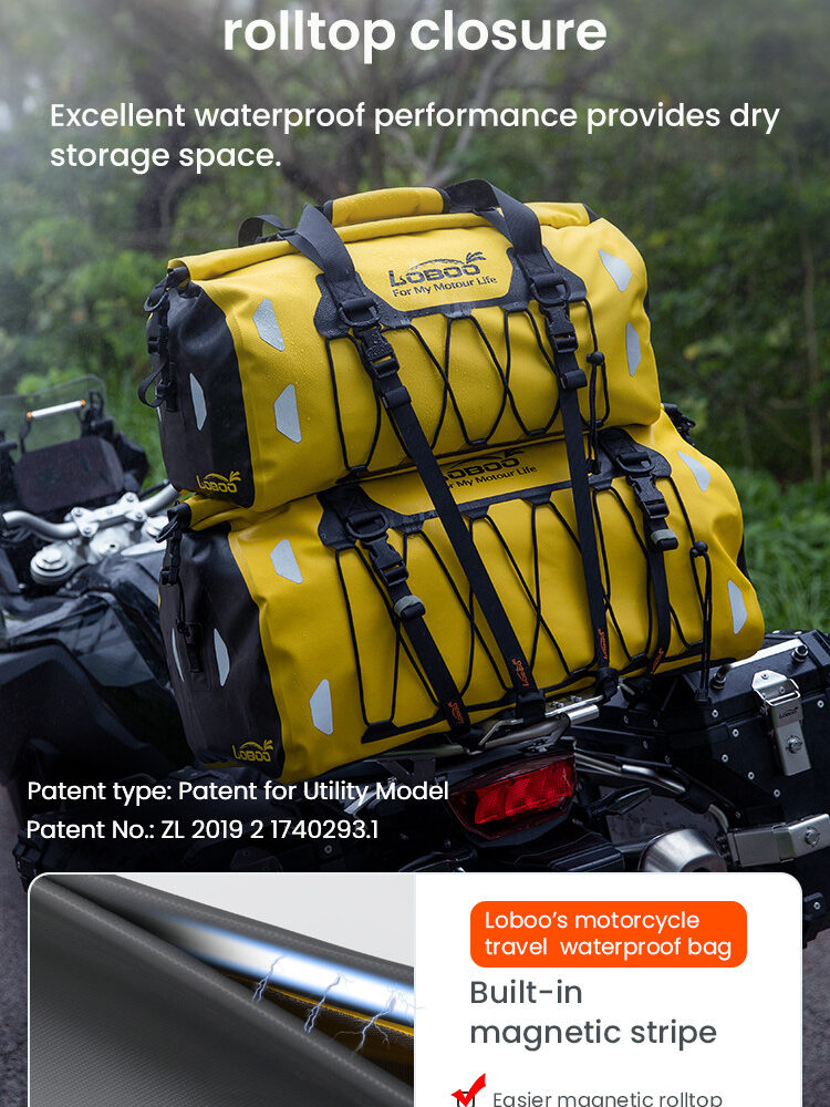 LOBOO Torba motocyklowa TPU żółta 80L