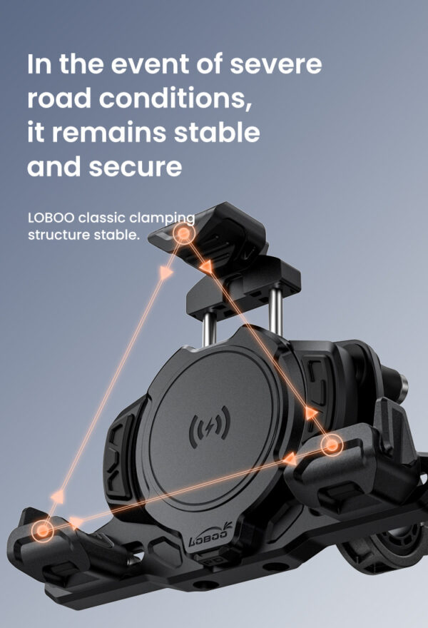 LOBOO Uchwyt na telefon PH02S (z modułem ładowania, 13mm)