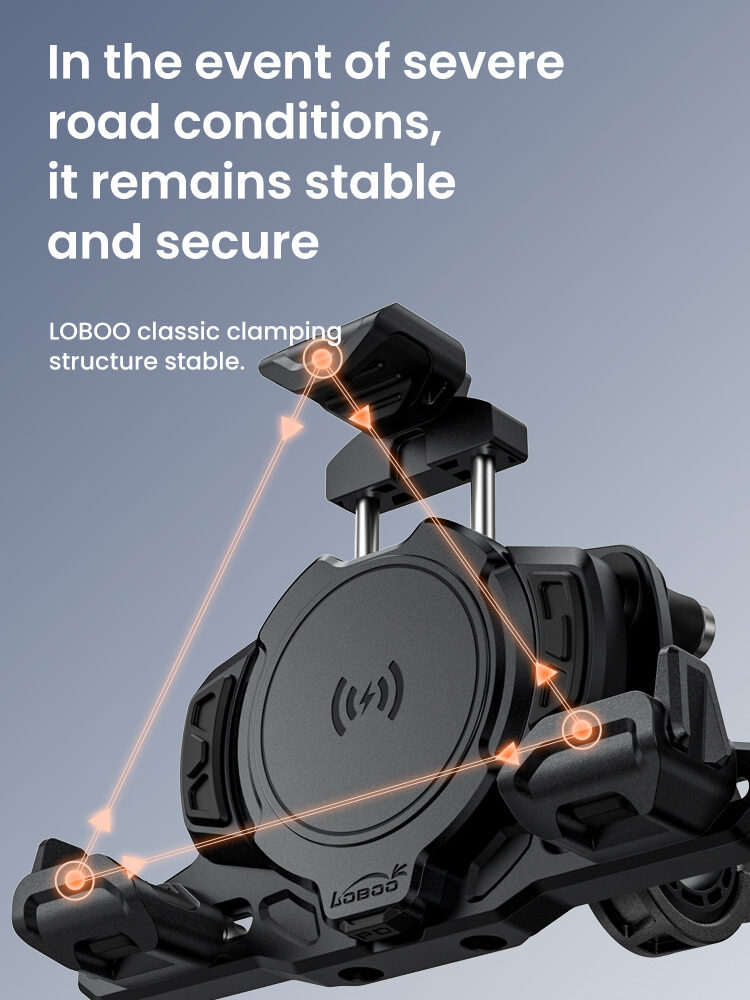 LOBOO Uchwyt na telefon PH02S (z modułem ładowania, 13mm)