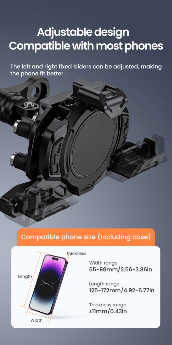 LOBOO Uchwyt na telefon PH02S (z modułem ładowania, 13mm)