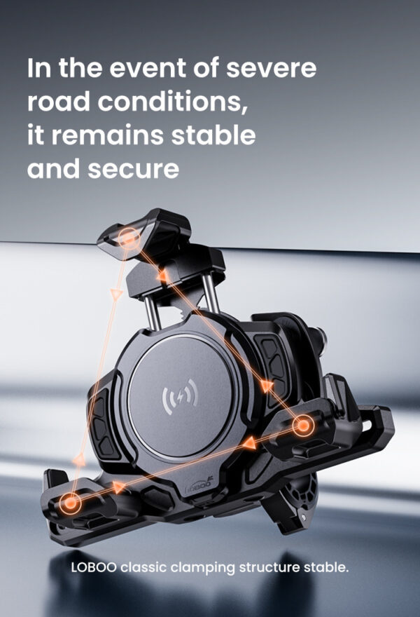 LOBOO Uchwyt na telefon PH02S (z modułem ładowania, na kierownice 22/25/28/32mm)