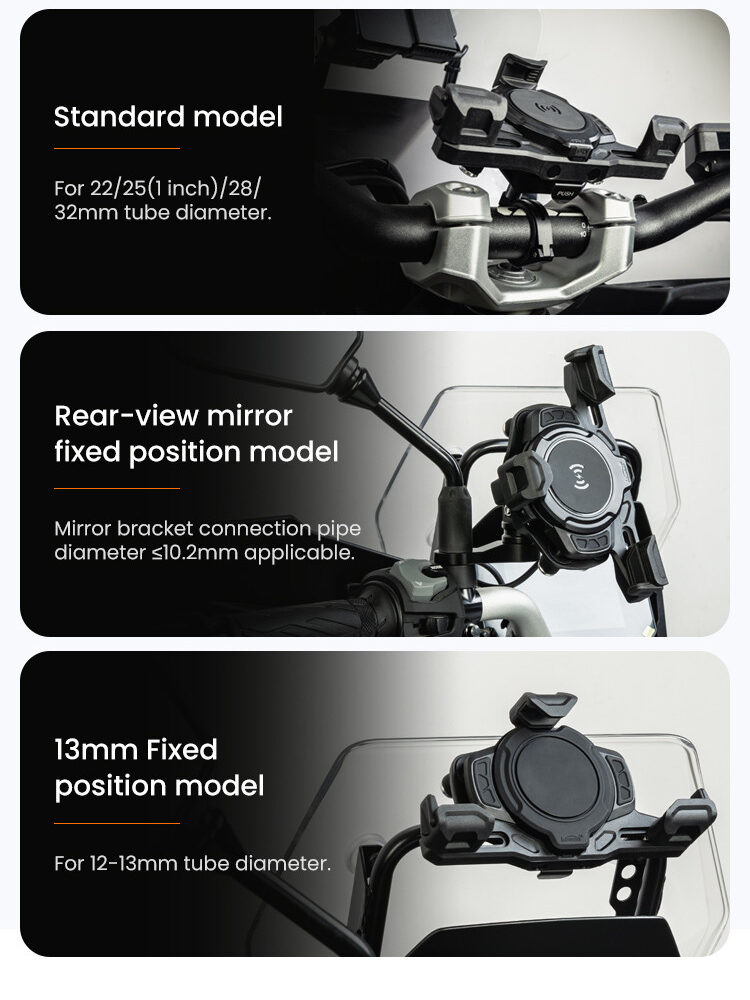 LOBOO Uchwyt na telefon PH02S (z modułem ładowania, na kierownice 22/25/28/32mm)