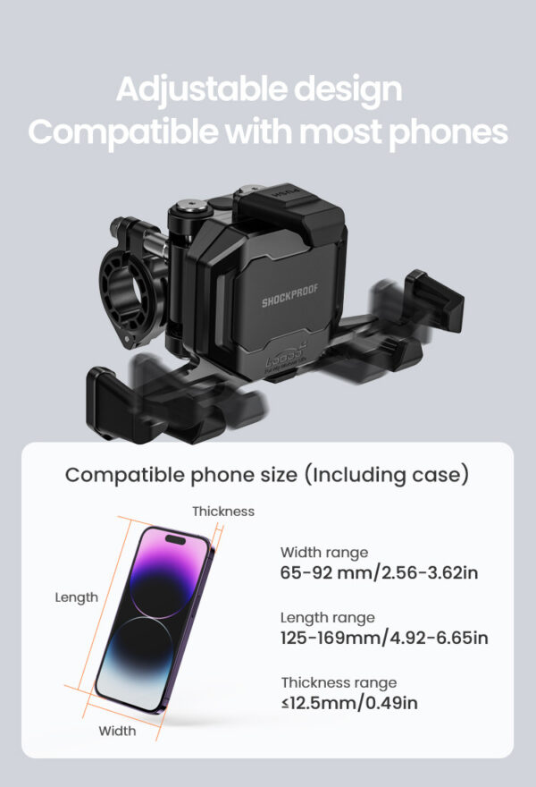 LOBOO Uchwyt na telefon PH06 (z modułem ładowania, na kierownice 22/25/28/32mm), magnetyczny system antywstrząsowy