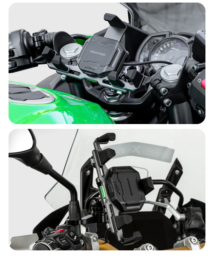 LOBOO Uchwyt na telefon PH06 (z modułem ładowania, na kierownice 22/25/28/32mm), magnetyczny system antywstrząsowy