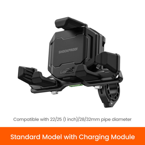 LOBOO Uchwyt na telefon PH06 (z modułem ładowania, na kierownice 22/25/28/32mm), magnetyczny system antywstrząsowy