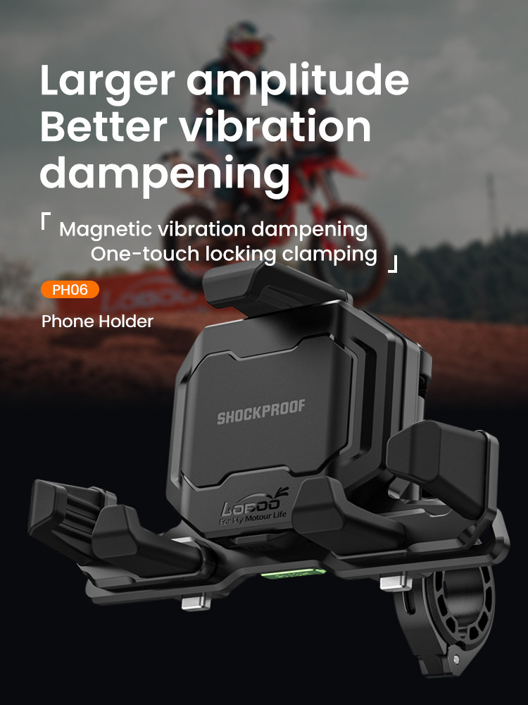 LOBOO Uchwyt na telefon PH06 (z modułem ładowania, pod lusterko, 10.2mm), magnetyczny system antywstrząsowy