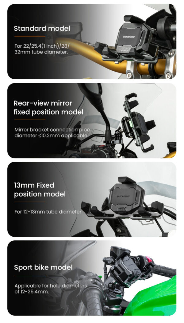 LOBOO Uchwyt na telefon PH06 (z modułem ładowania, sport), magnetyczny system antywstrząsowy