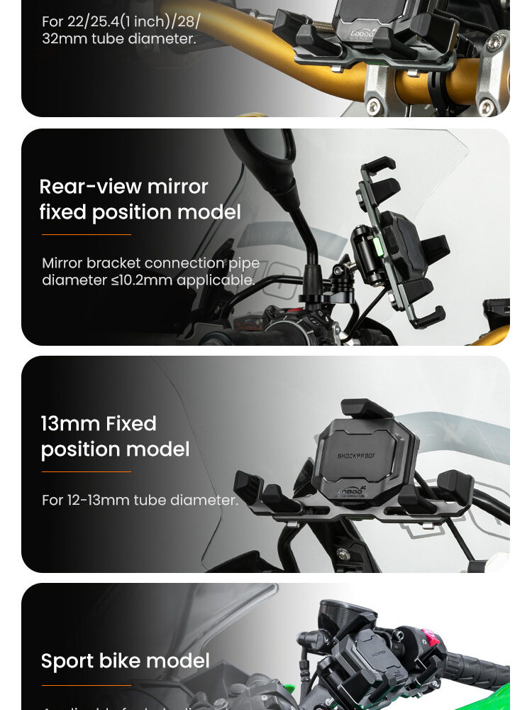 LOBOO Uchwyt na telefon PH06 (z modułem ładowania, sport), magnetyczny system antywstrząsowy