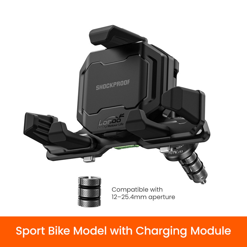 LOBOO Uchwyt na telefon PH06 (z modułem ładowania, sport), magnetyczny system antywstrząsowy