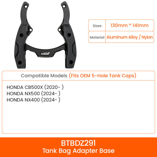 LOBOO Magnetyczny uchwyt do Tank Bag Easy, do HONDA CB400X, NX400, CB400F (pasuje do OEM 5 otworów)