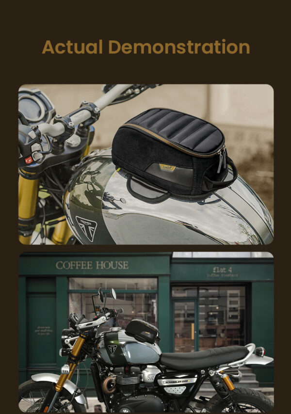 LOBOO Vintage Tank Bag 3,5L motocyklowy magnetyczny, retro design, czarny