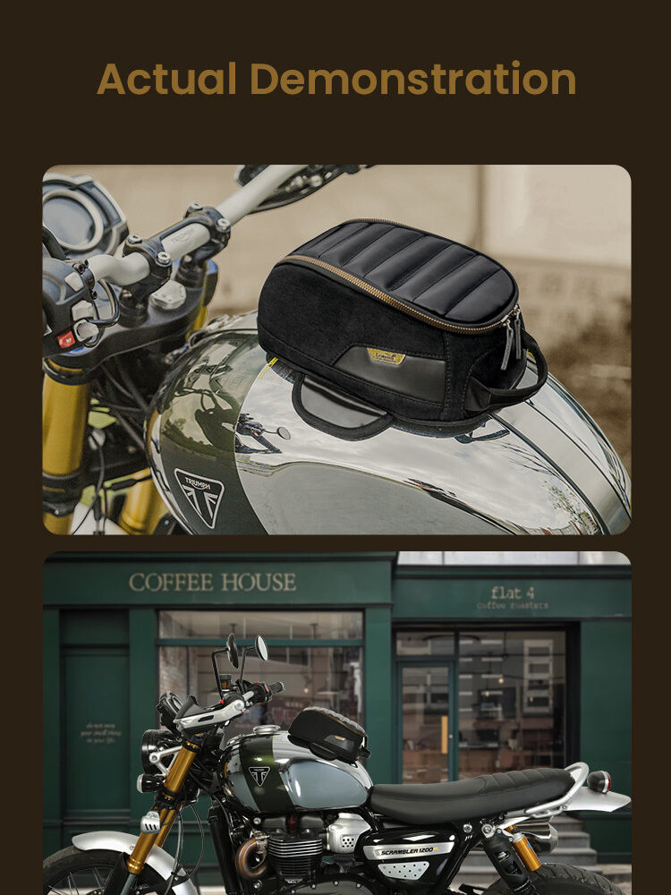 LOBOO Vintage Tank Bag 3,5L motocyklowy magnetyczny, retro design, czarny