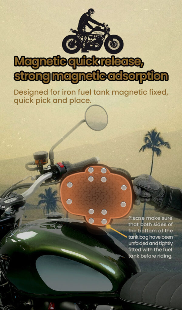 LOBOO Vintage Tank Bag 3,5L motocyklowy magnetyczny, retro design, czarny