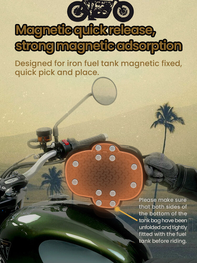 LOBOO Vintage Tank Bag 3,5L motocyklowy magnetyczny, retro design, czarny