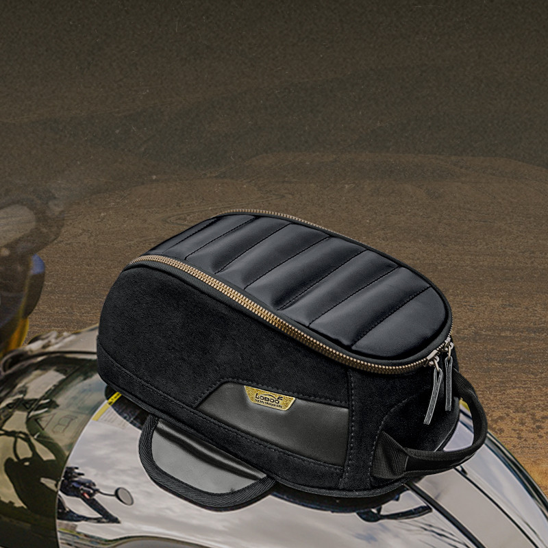 LOBOO Vintage Tank Bag 3,5L motocyklowy magnetyczny, retro design, czarny