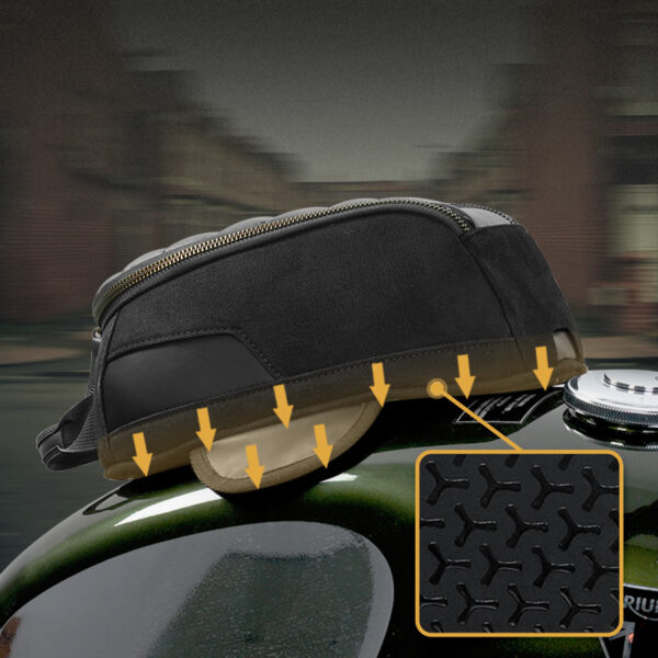 LOBOO Vintage Tank Bag 3,5L motocyklowy magnetyczny, retro design, czarny