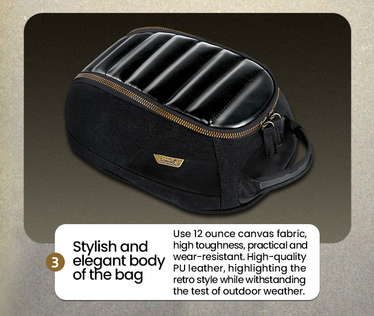 LOBOO Vintage Tank Bag 3,5L motocyklowy magnetyczny, retro design, czarny