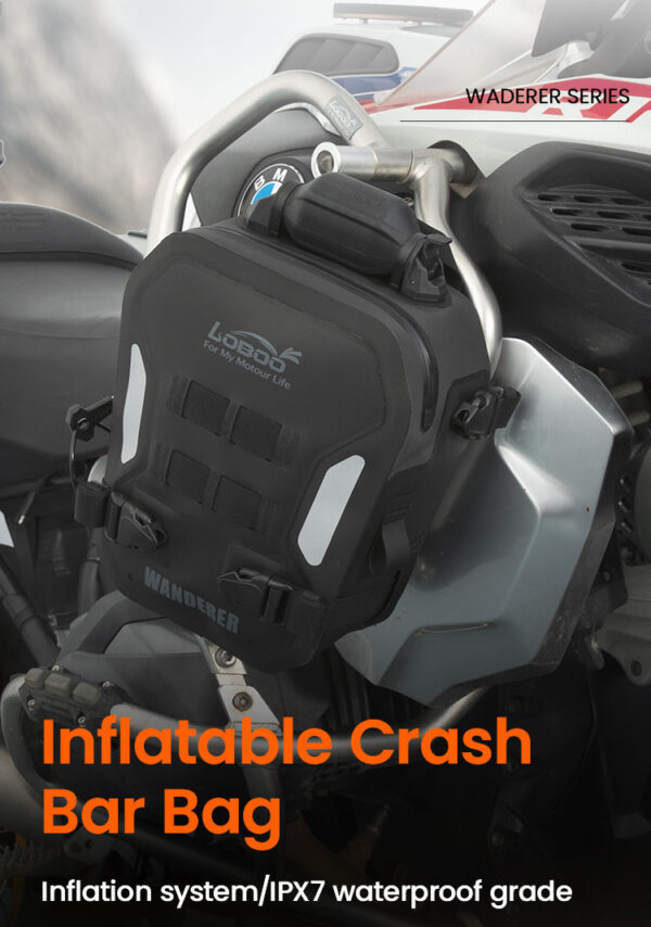 LOBOO WANDERER Pompowane wodoodporne (IPX6) torby boczne 6L (para) montowane na gmole, czarne, 1 zestaw - 2 szt