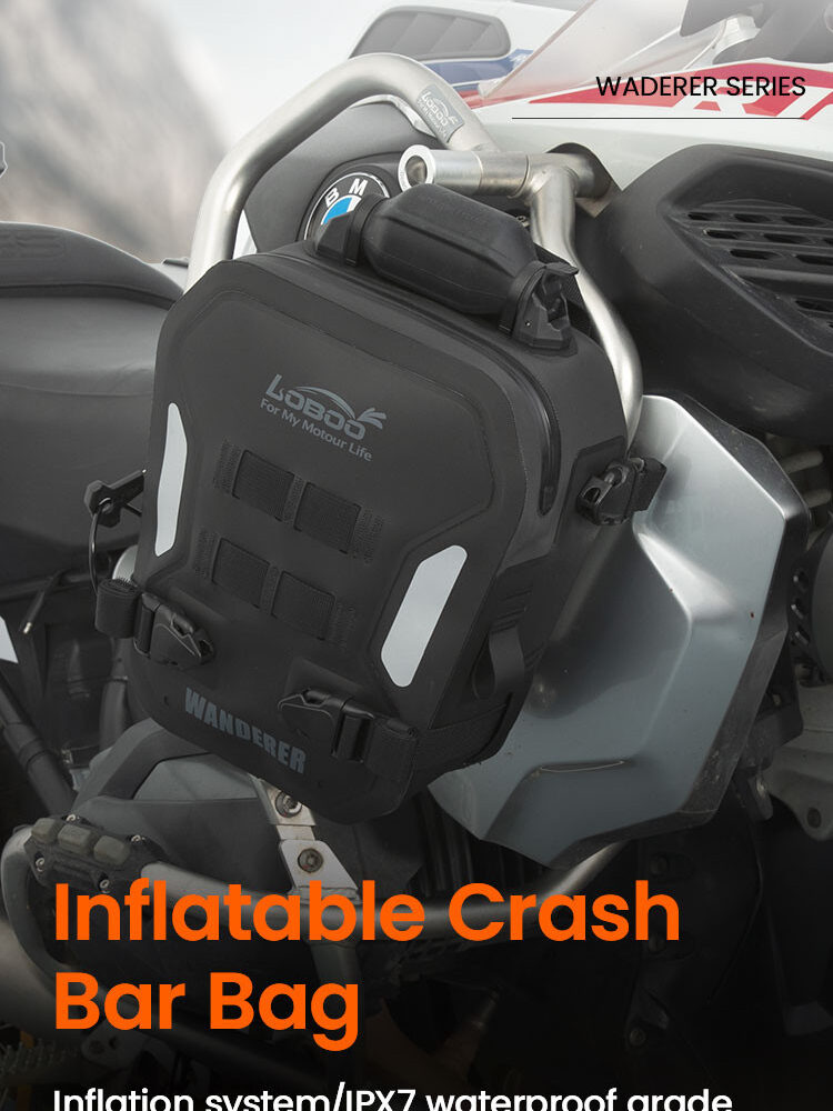 LOBOO WANDERER Pompowane wodoodporne (IPX6) torby boczne 6L (para) montowane na gmole, czarne, 1 zestaw - 2 szt