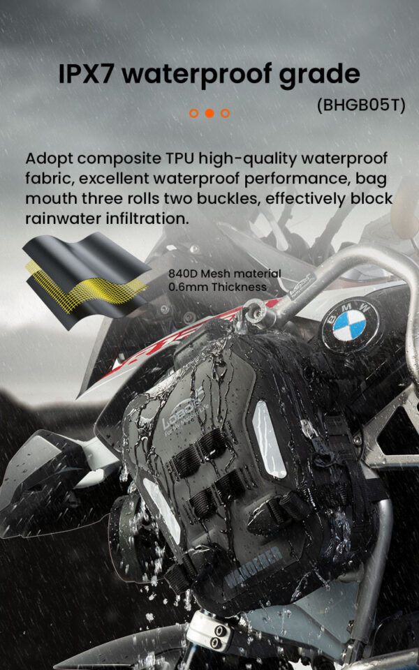 LOBOO WANDERER Pompowane wodoodporne (IPX6) torby boczne 6L (para) montowane na gmole, czarne, 1 zestaw - 2 szt