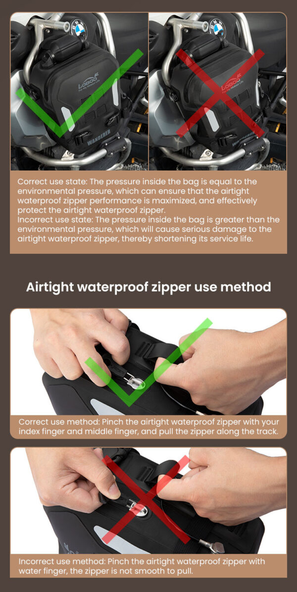 LOBOO WANDERER Pompowane wodoodporne (IPX6) torby boczne 6L (para) montowane na gmole, czarne, 1 zestaw - 2 szt