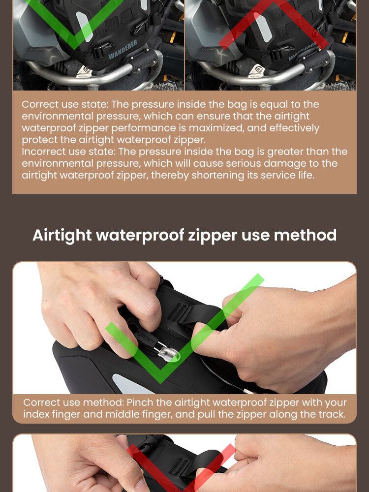 LOBOO WANDERER Pompowane wodoodporne (IPX6) torby boczne 6L (para) montowane na gmole, czarne, 1 zestaw - 2 szt