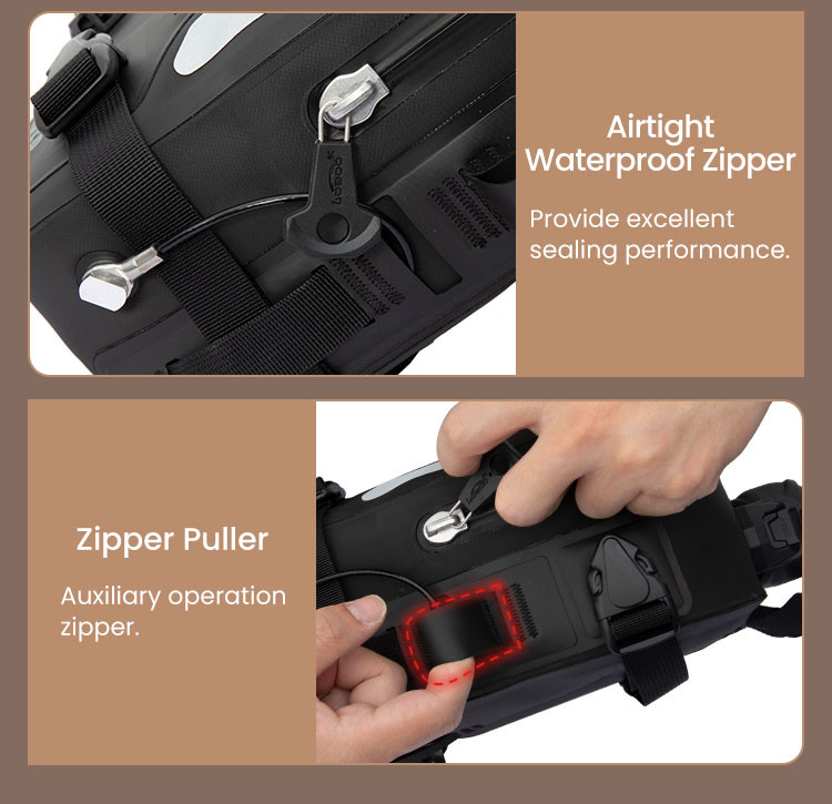 LOBOO WANDERER Pompowane wodoodporne (IPX6) torby boczne 6L (para) montowane na gmole, czarne, 1 zestaw - 2 szt