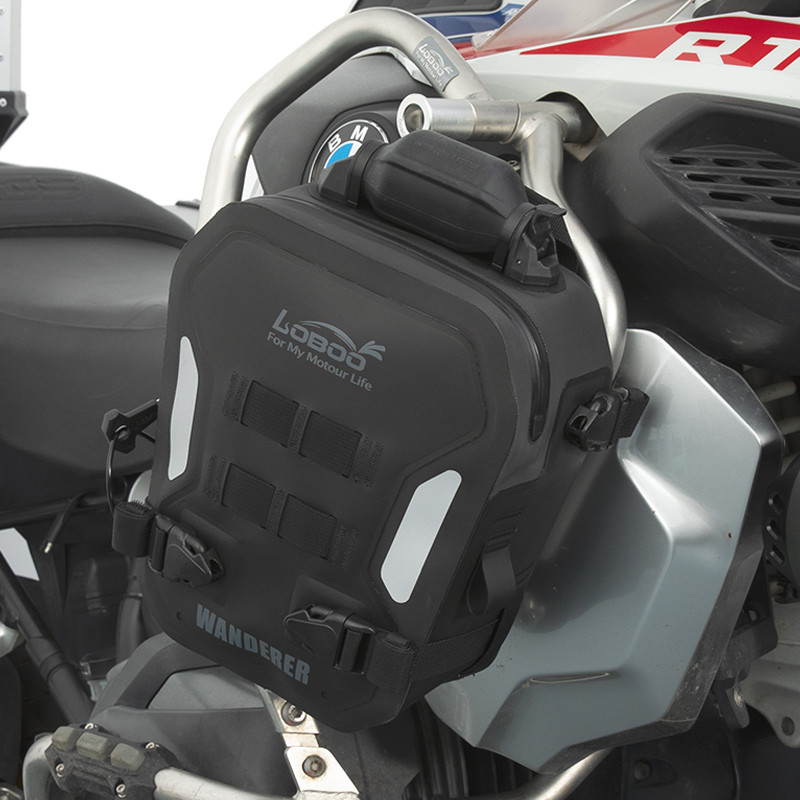 LOBOO WANDERER Pompowane wodoodporne (IPX6) torby boczne 6L (para) montowane na gmole, czarne, 1 zestaw - 2 szt