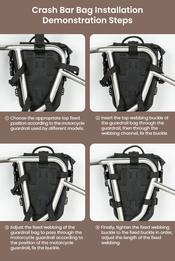 LOBOO WANDERER Pompowane wodoodporne (IPX6) torby boczne 6L (para) montowane na gmole, czarne, 1 zestaw - 2 szt