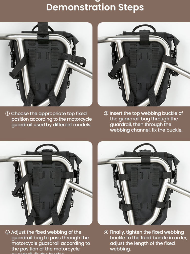 LOBOO WANDERER Pompowane wodoodporne (IPX6) torby boczne 6L (para) montowane na gmole, czarne, 1 zestaw - 2 szt