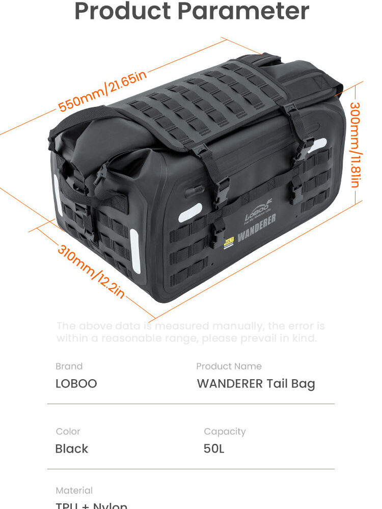 loboo-wanderer-tpu-torba-50l LOBOO WANDERER Torba motocyklowa TPU 50L