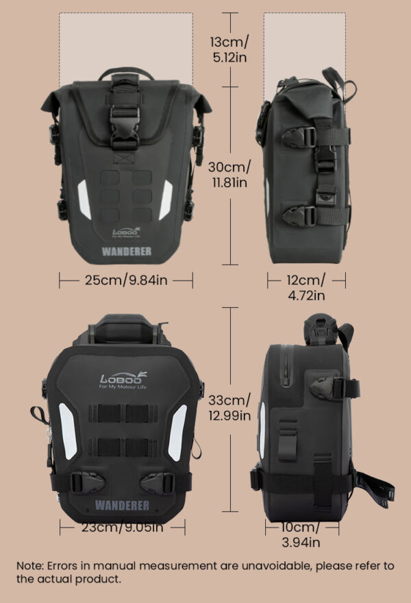 LOBOO WANDERER wodoodporne (IPX6) torby boczne 6L (para) montowane na gmole, czarne, 1 zestaw - 2 szt