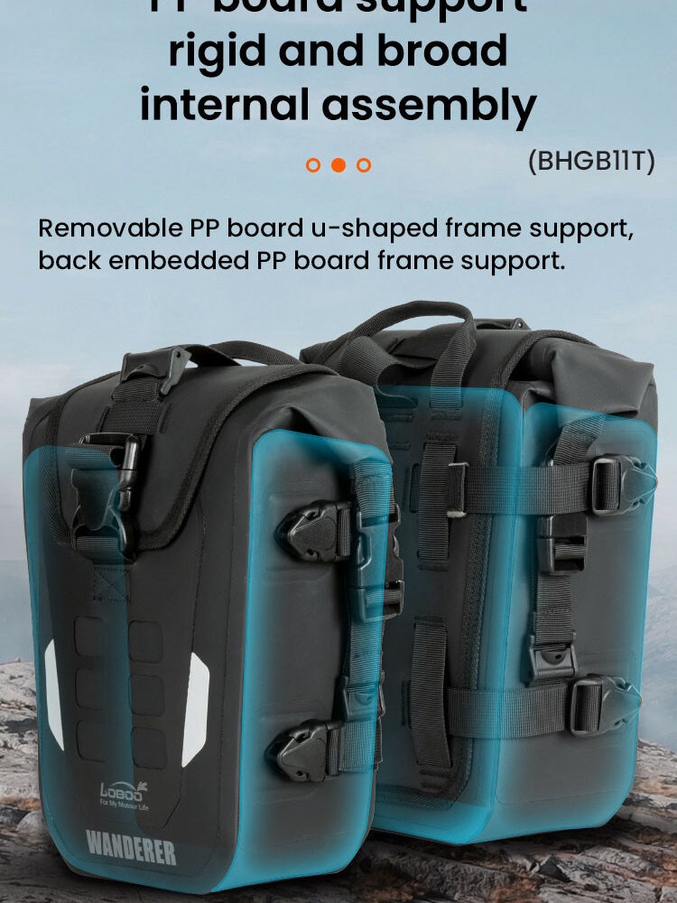 LOBOO WANDERER wodoodporne (IPX6) torby boczne 6L (para) montowane na gmole, czarne, 1 zestaw - 2 szt