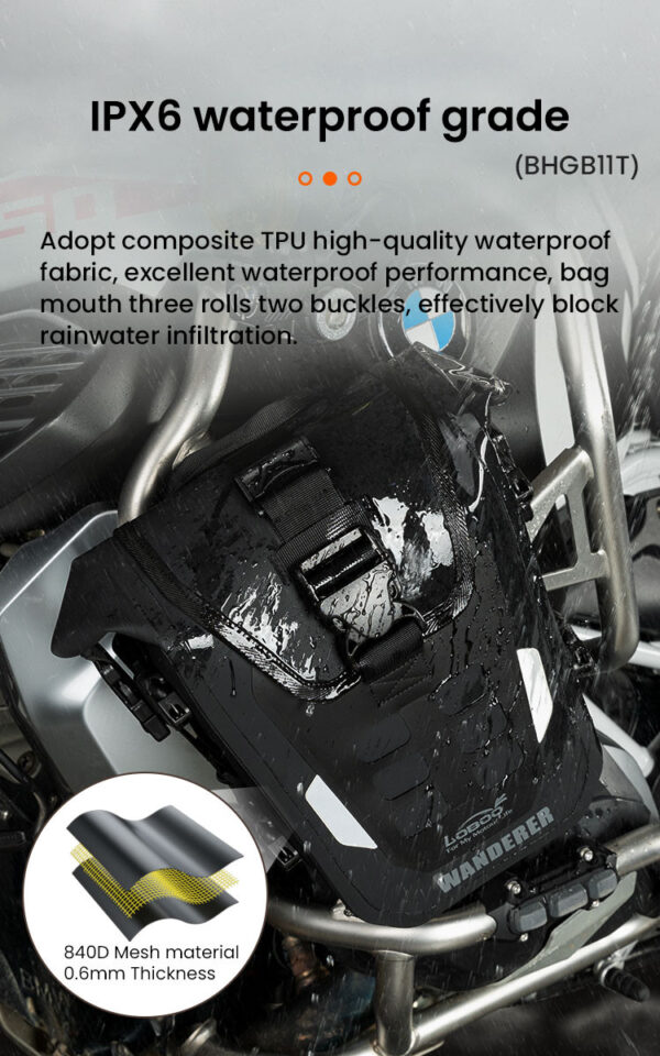 LOBOO WANDERER wodoodporne (IPX6) torby boczne 6L (para) montowane na gmole, czarne, 1 zestaw - 2 szt