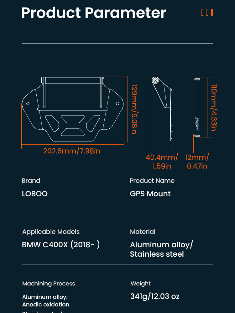 loboo-zestaw-montazowy-gps-bmw-c400x-2018-1030909200111 LOBOO Zestaw montażowy GPS do motocykli BMW C400X (2018-)