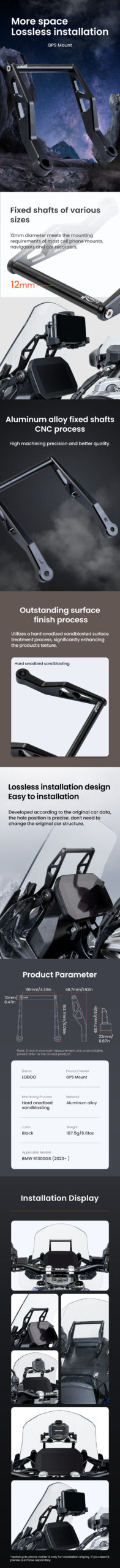 LOBOO Zestaw montażowy GPS do motocykli R1300GS (2023-)