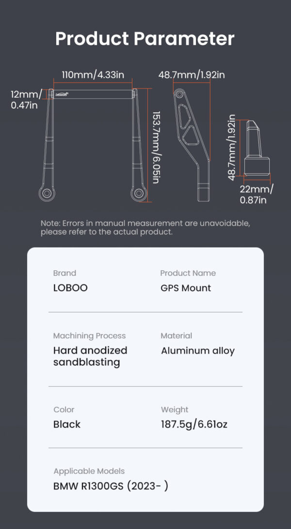 LOBOO Zestaw montażowy GPS do motocykli R1300GS (2023-)