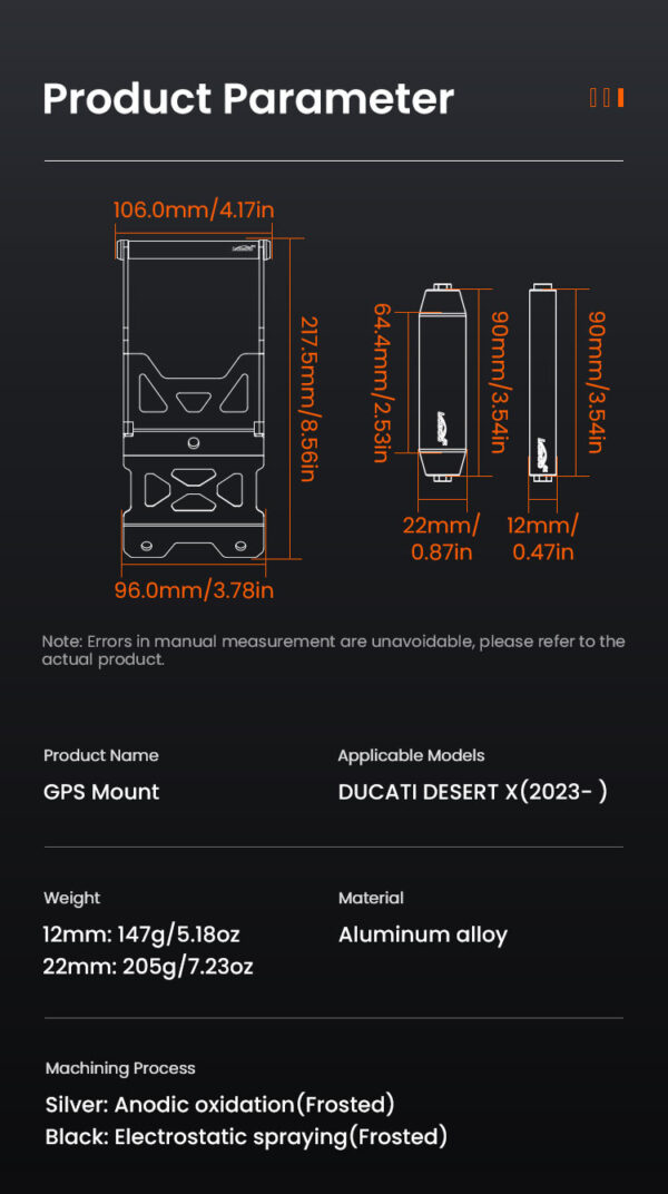 LOBOO Zestaw montażowy GPS do motocykli DUCATI DESERT X (2023-) belka 12mm