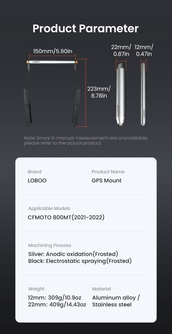 LOBOO Zestaw montażowy GPS do motocykli CFMOTO 800MT (2023-) belka 12mm