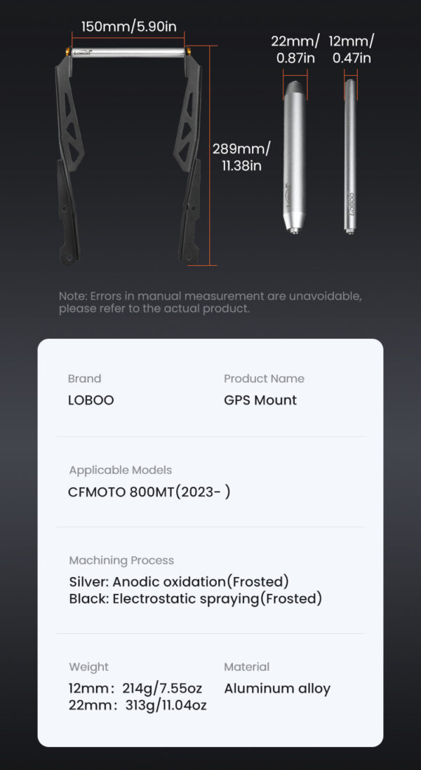 LOBOO Zestaw montażowy GPS do motocykli CFMOTO 800MT (2023-) belka 12mm