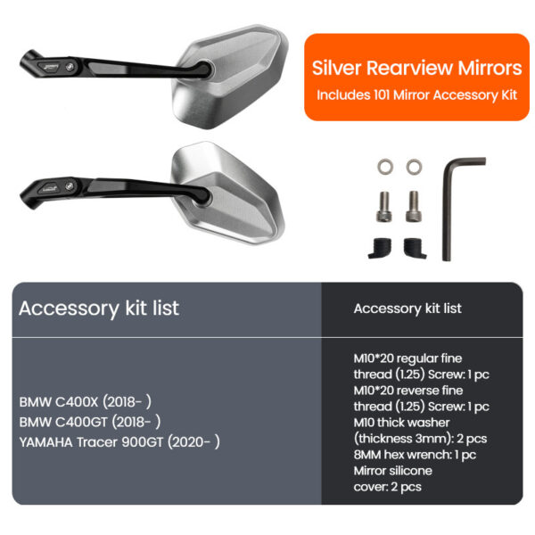 LOBOO Zestaw montażowy lusterek BMW C400GT (2018-)/ YAMAHA Tracer 900GT (2020-)