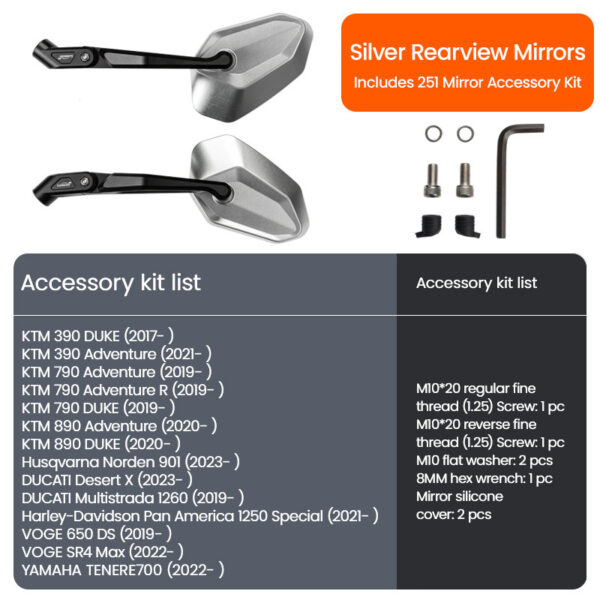 LOBOO Zestaw montażowy lusterek KTM/Husqvarna/DUCATI/VOGE/YAMAHA