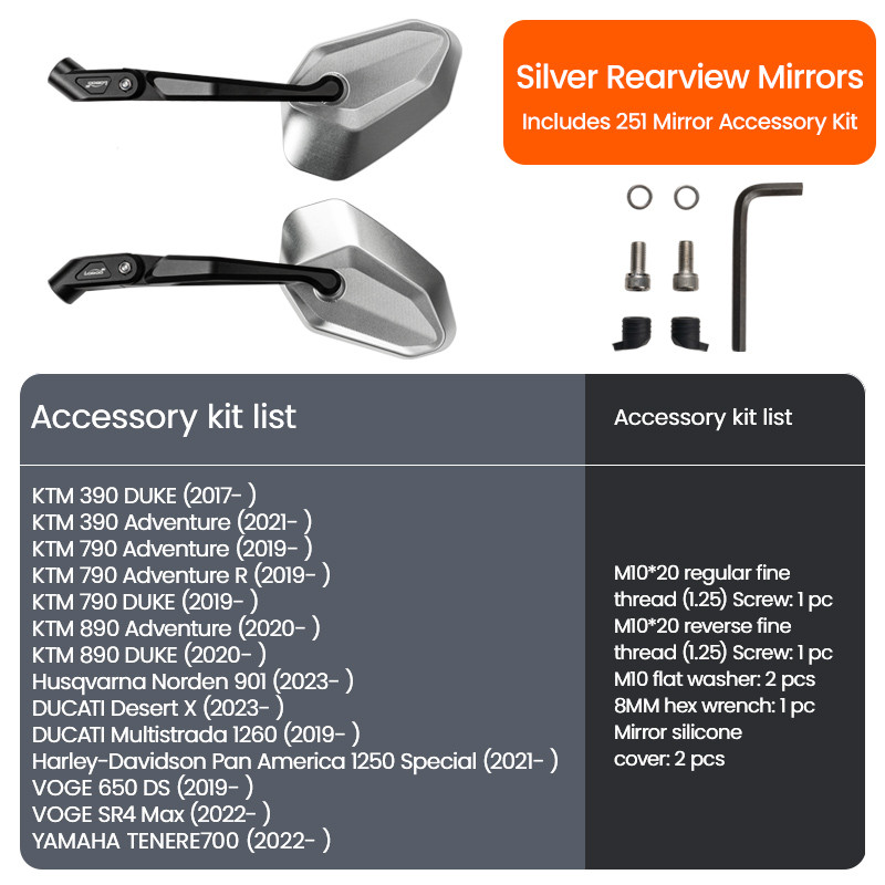 LOBOO Zestaw montażowy lusterek KTM/Husqvarna/DUCATI/VOGE/YAMAHA