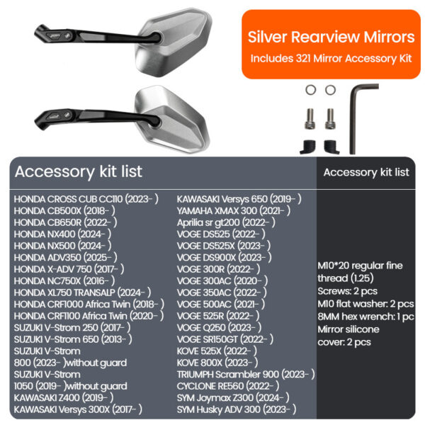 LOBOO Zestaw montażowy lusterek HONDA/KTM/KOVE/CFMOTO/VOGE/YAMAHA