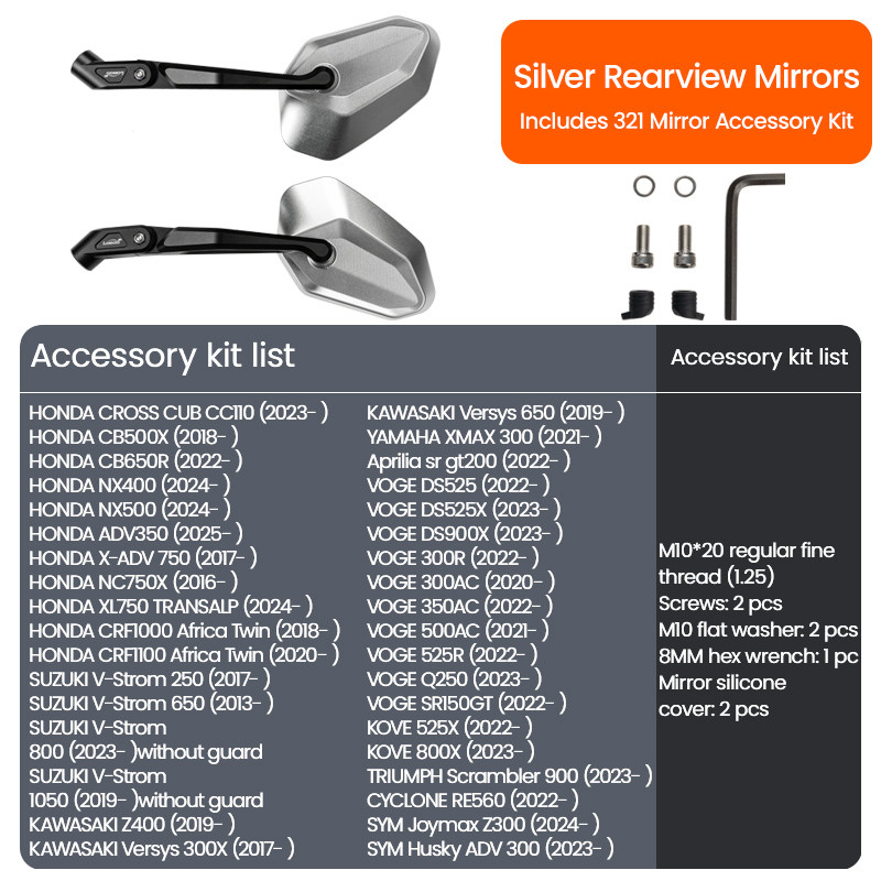 LOBOO Zestaw montażowy lusterek HONDA/KTM/KOVE/CFMOTO/VOGE/YAMAHA